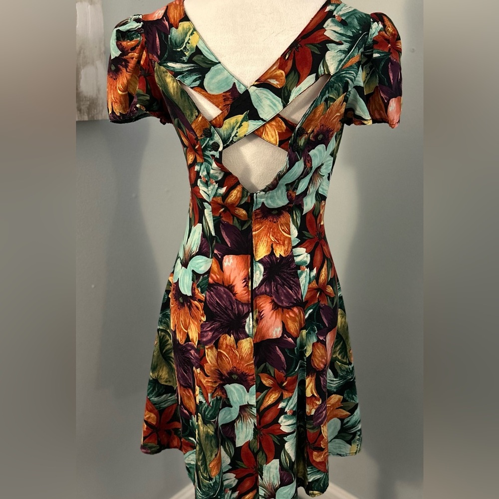 Floral Fit-and-Flare Dress in Multi Floral - Picture 3 of 5